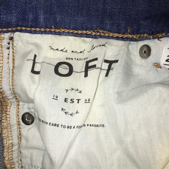 Loft Made and Love Jeans Two Tone patch work Blue Raw Hem. Size 26/2 - Picture 6 of 16